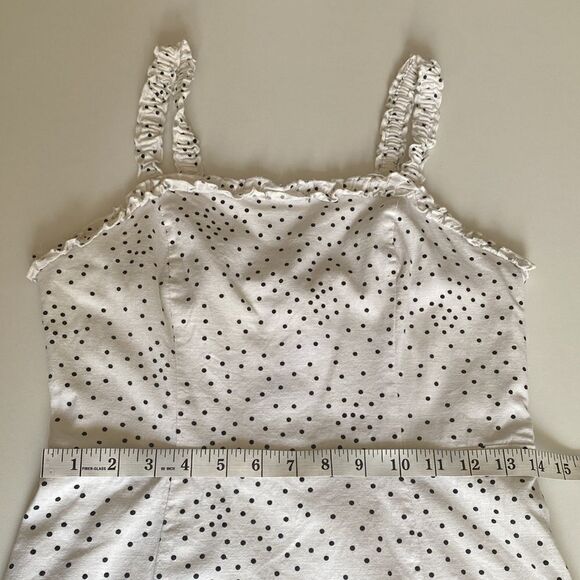 Urban Outfitters Wren Ivory Dotted Linen Viscose Ruffle Mini Dress Size Small - Picture 11 of 16